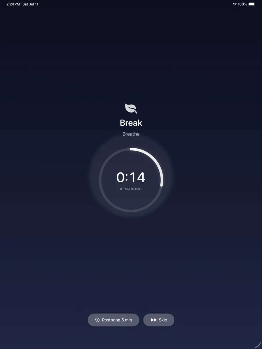 The same break, at the same moment, on iPad