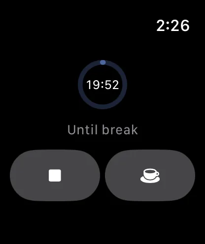 Intermezzo counting down to the next break on Apple Watch